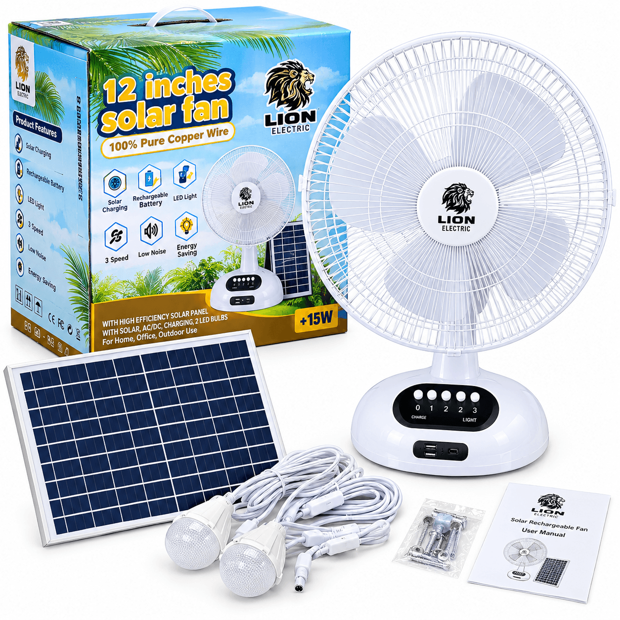 12 Inch Solar Table Fan